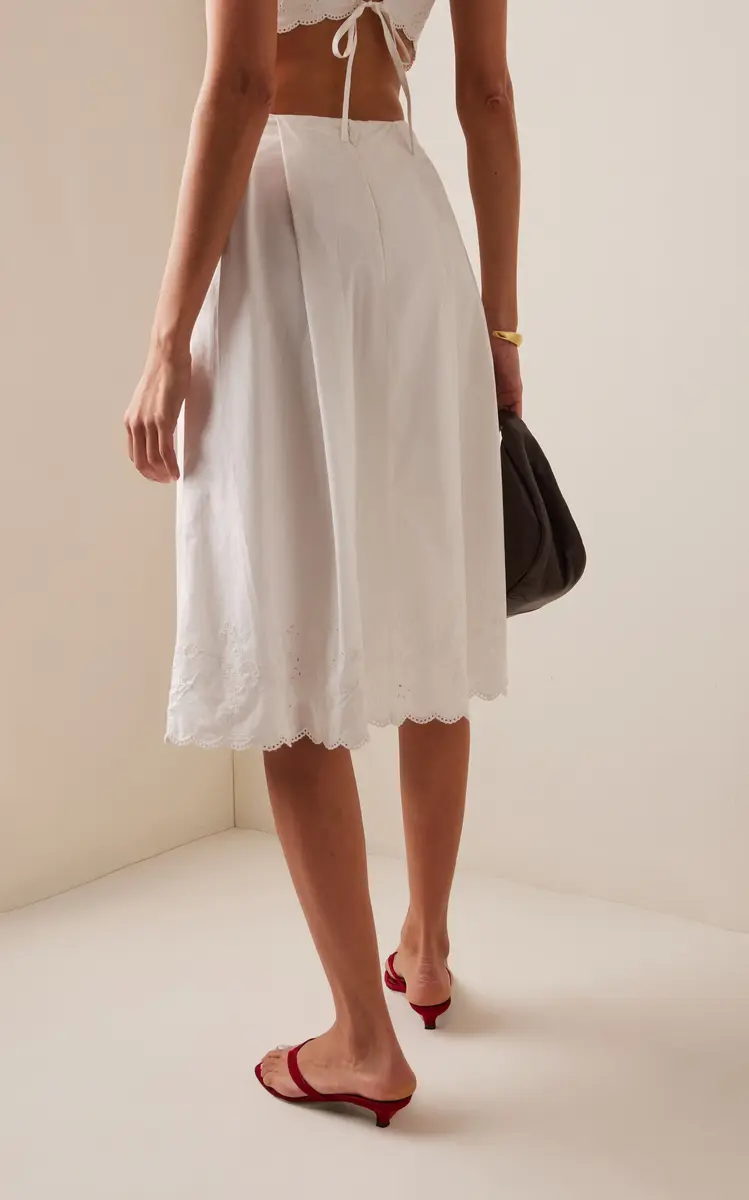 Posse Exclusive Lois Broderie Anglaise Cotton Midi Skirt | Thumbnail 4