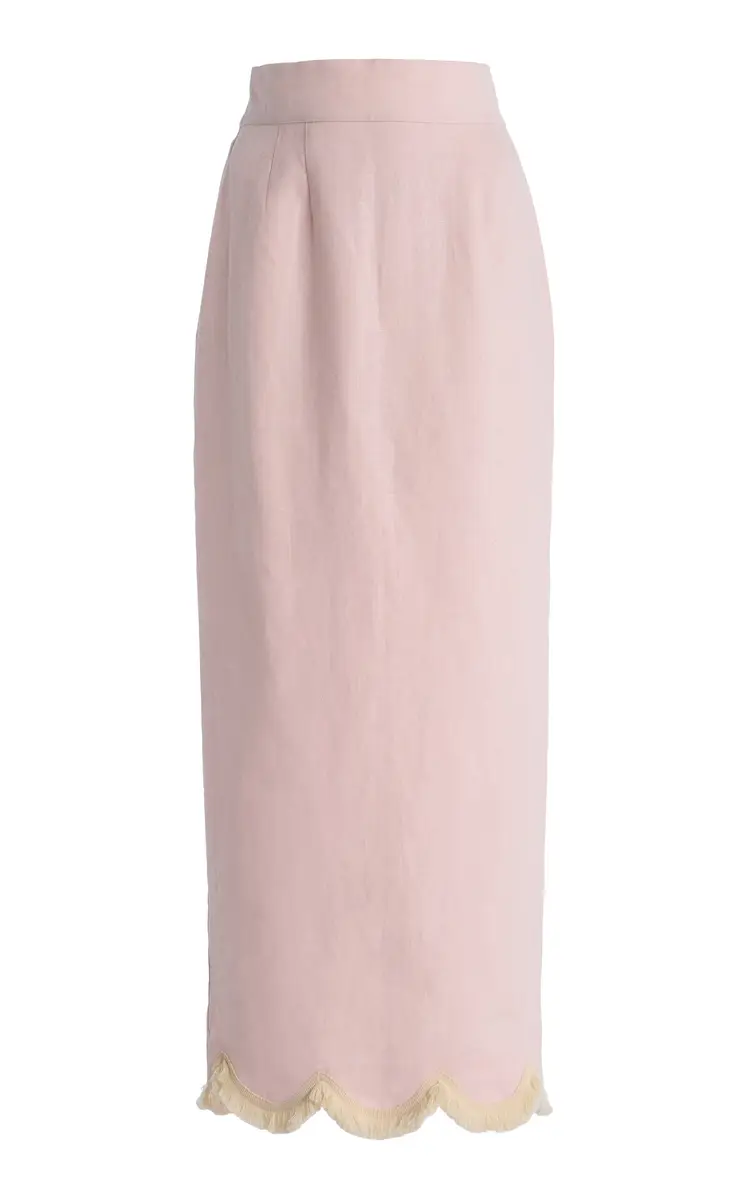 Posse Exclusive Essie Fringed Linen Maxi Column Skirt | Thumbnail 6