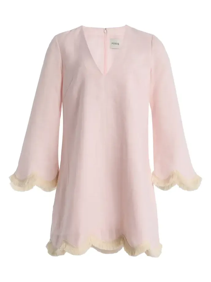 Posse Exclusive Essie Fringed Linen Mini Kaftan