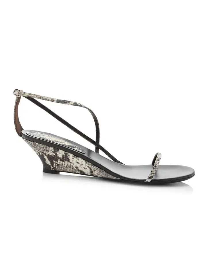 LUCASHEVA Varvara Python-Effect Leather Wedge Sandals