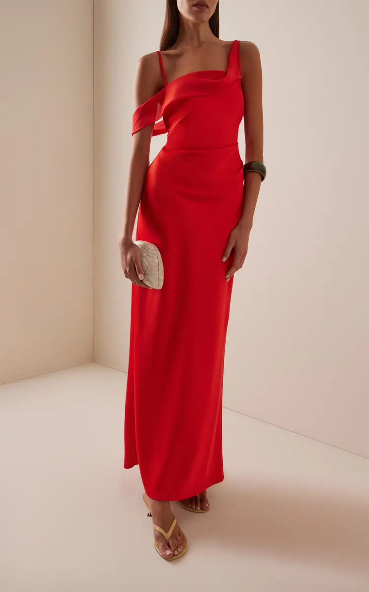 Significant Other Exclusive Devlyn Asymmetric Satin Maxi Dress | Thumbnail 2
