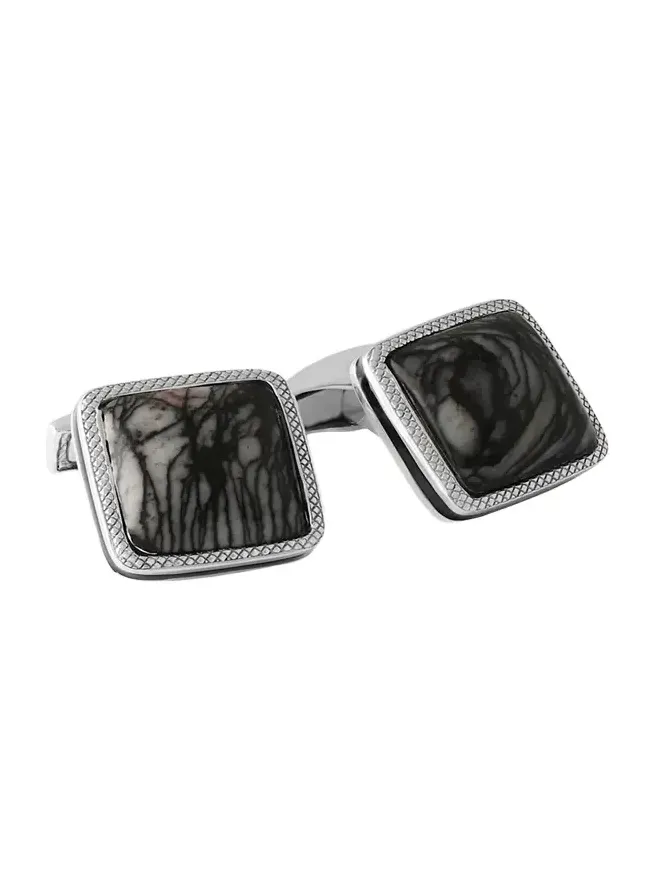 Marble Quartzite Silver Cufflinks Marble Quartzite Silver Cufflinks