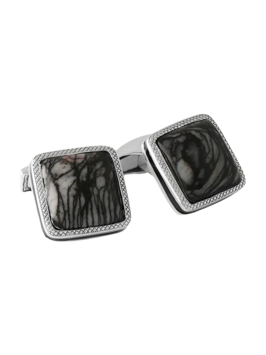 Marble Quartzite Silver Cufflinks Marble Quartzite Silver Cufflinks