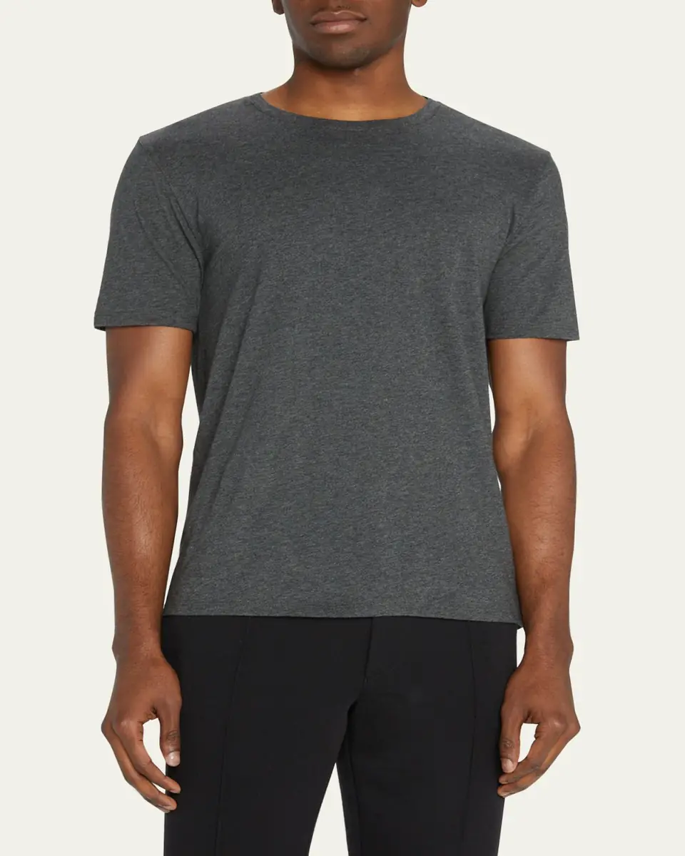 Vince Men's Short-Sleeve Pima Crewneck Jersey T-Shirt, Black | Thumbnail 4 Vince Men's Short-Sleeve Pima Crewneck Jersey T-Shirt, Black | Thumbnail 4