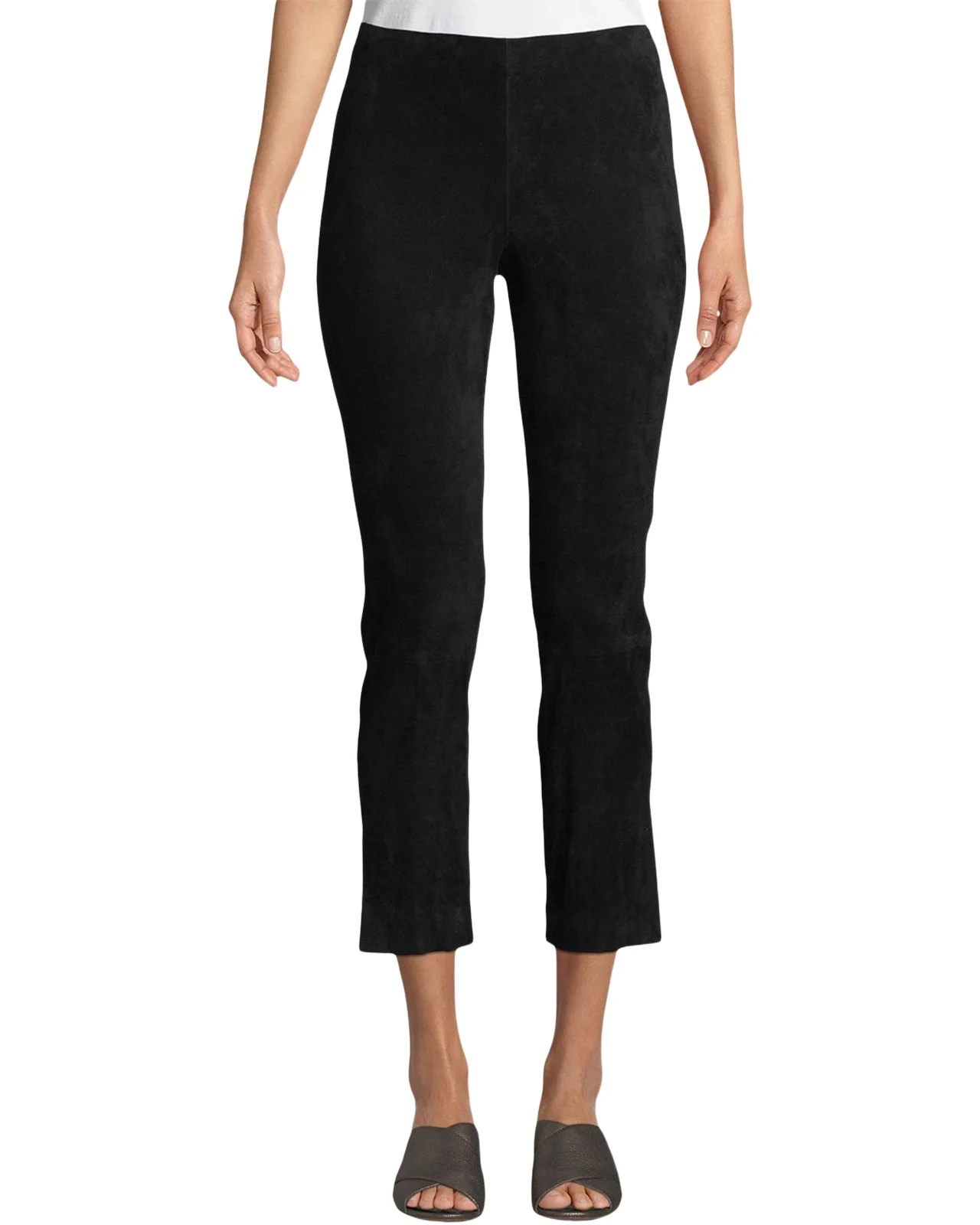 Vince Stretch-Suede Split Hem Crop Pants