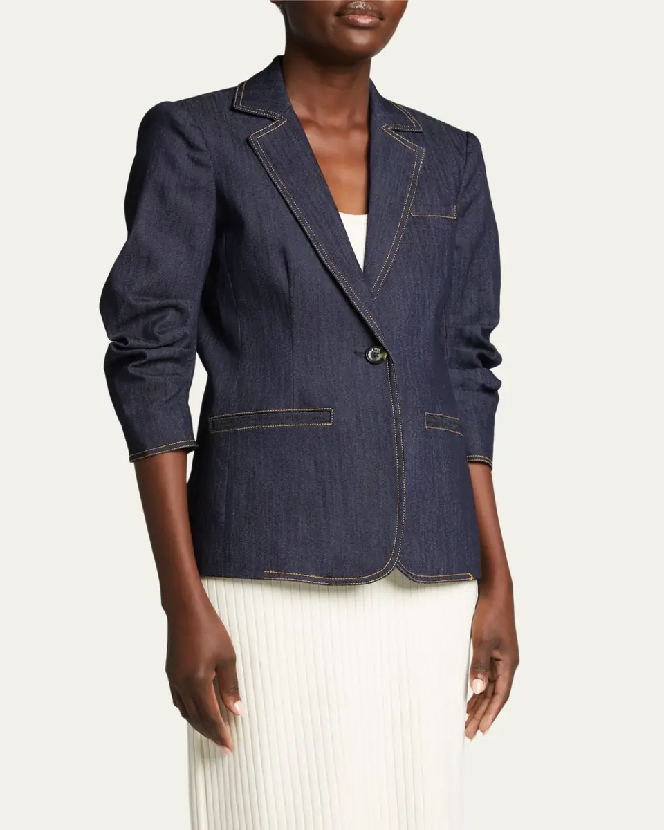 Cinq à Sept Khloe Denim Blazer | Thumbnail 4 Cinq à Sept Khloe Denim Blazer | Thumbnail 4