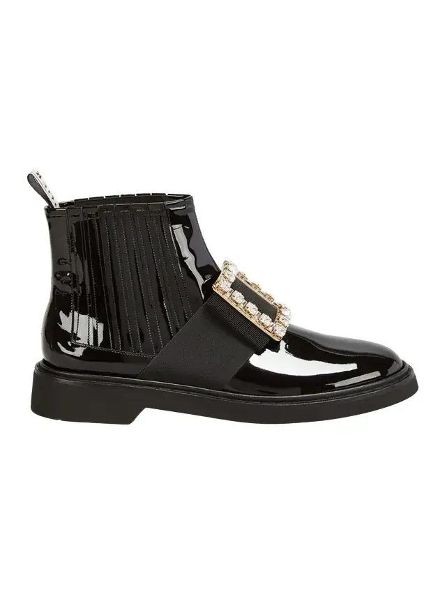 Viv' Rangers Patent Chelsea Booties with Crystal Buckle Viv' Rangers Patent Chelsea Booties with Crystal Buckle