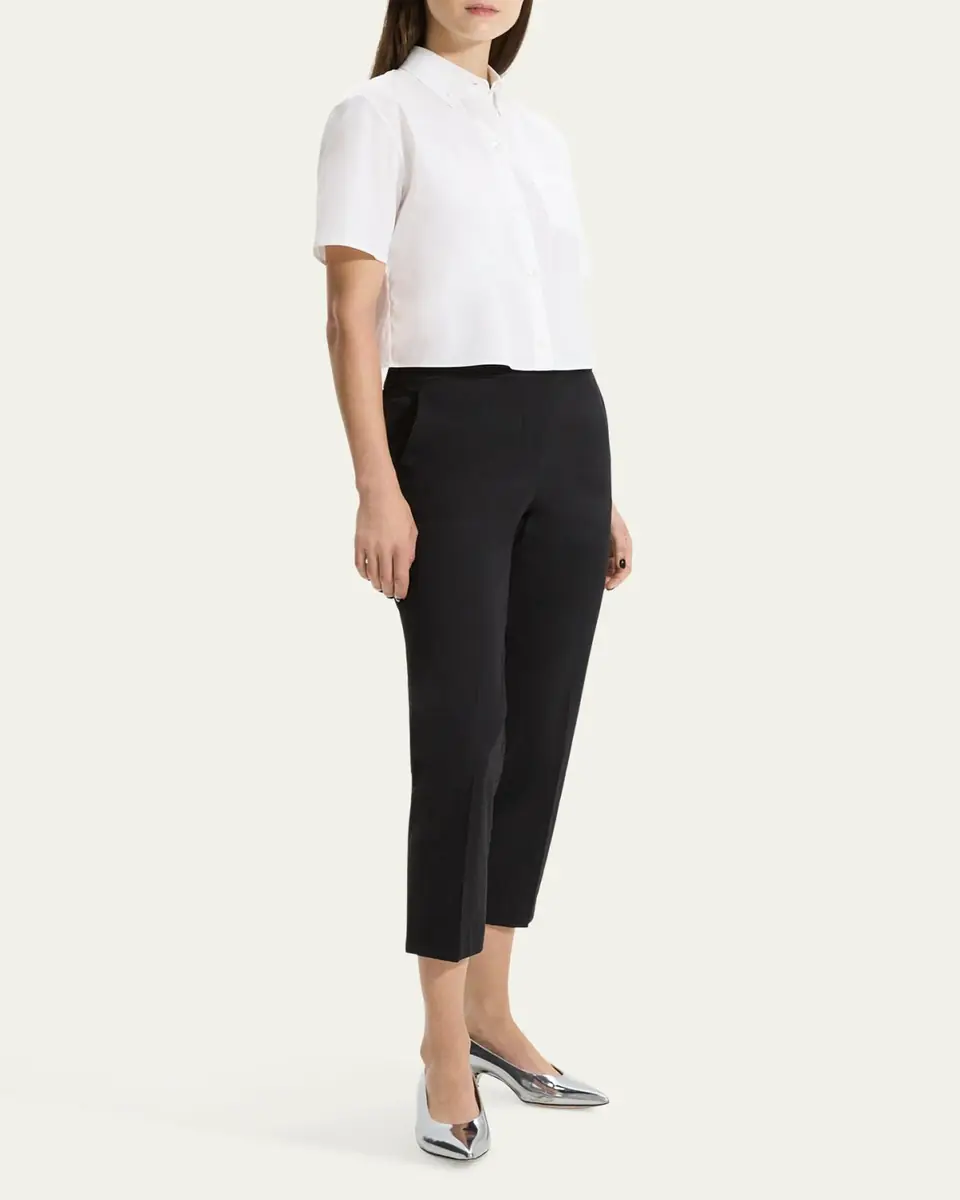 Theory Treeca Good Linen Cropped Pull-On Ankle Pants | Thumbnail 4