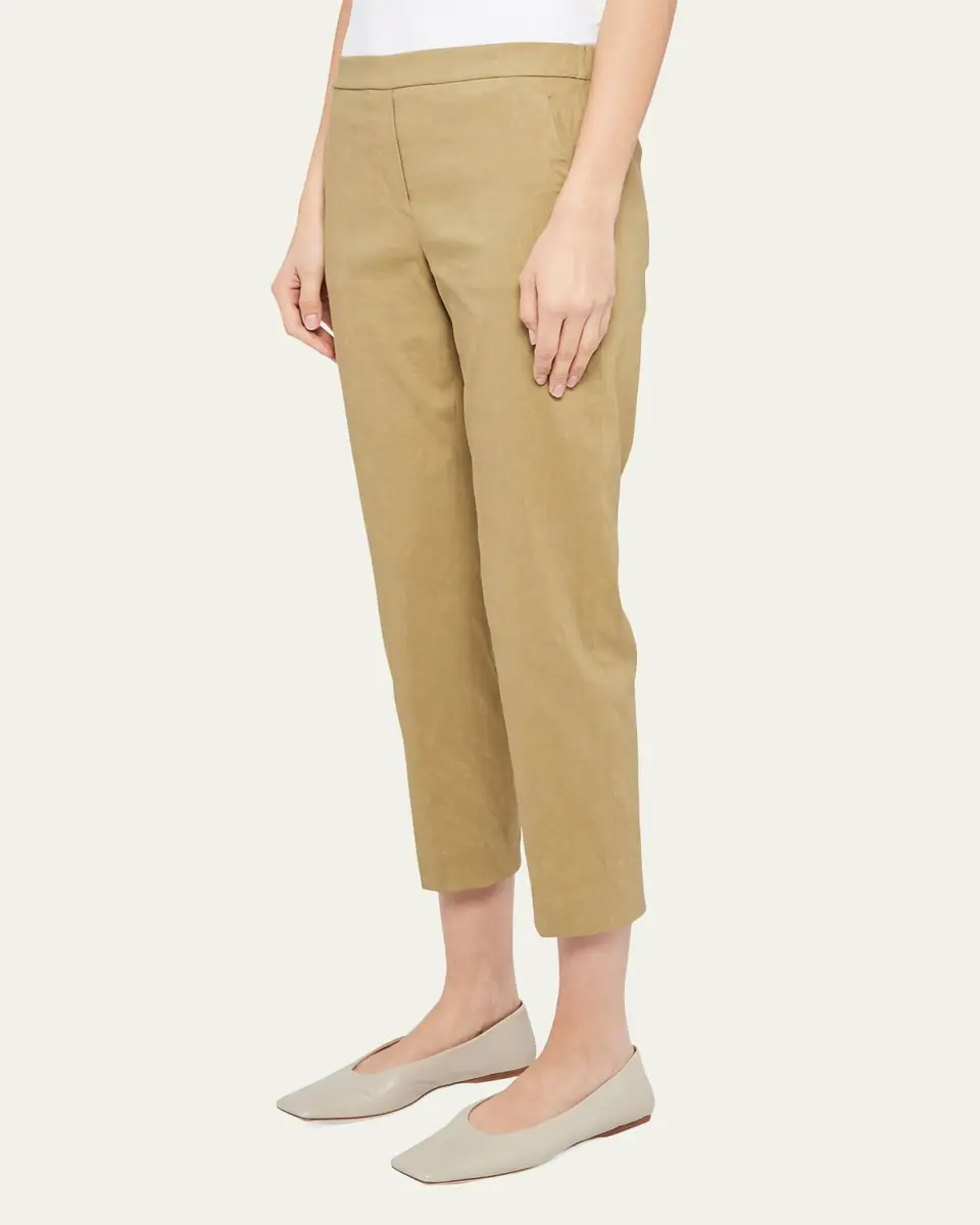 Theory Treeca Good Linen Cropped Pull-On Ankle Pants | Thumbnail 9