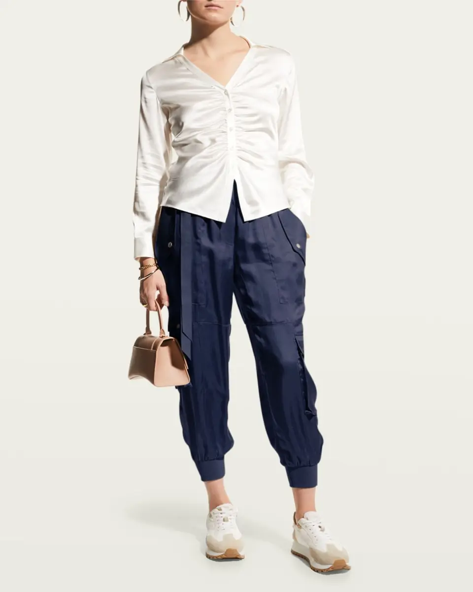 Cinq à Sept Harmony Satin Cargo Jogger Pants | Thumbnail 2