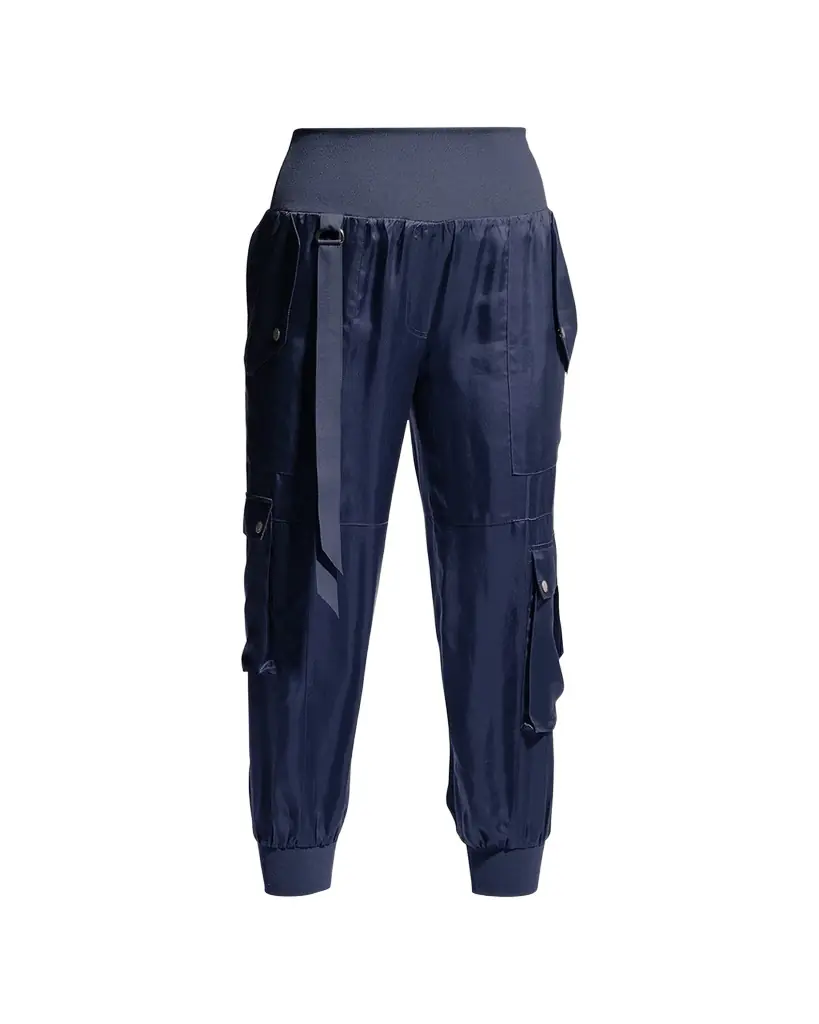 Cinq à Sept Harmony Satin Cargo Jogger Pants | Image 1 Cinq à Sept Harmony Satin Cargo Jogger Pants | Image 1