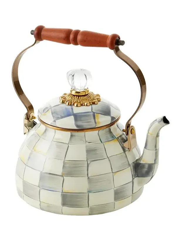 MacKenzie-Childs Sterling Check Tea Kettle, 2qt.