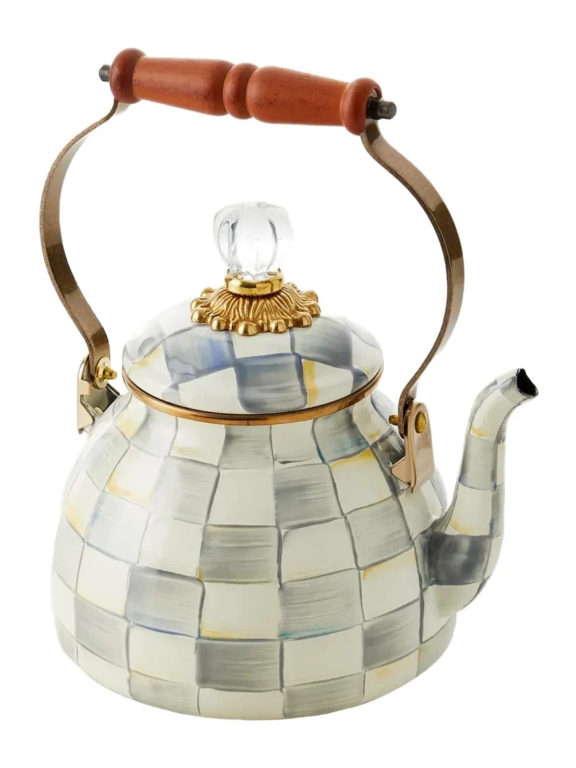 MacKenzie-Childs Sterling Check Tea Kettle, 2qt.
