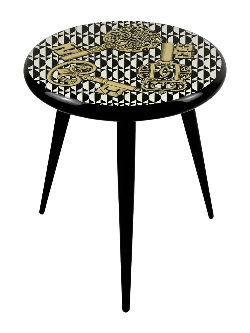 FORNASETTI Chiavi Oro e Losanghe Stool - 18"