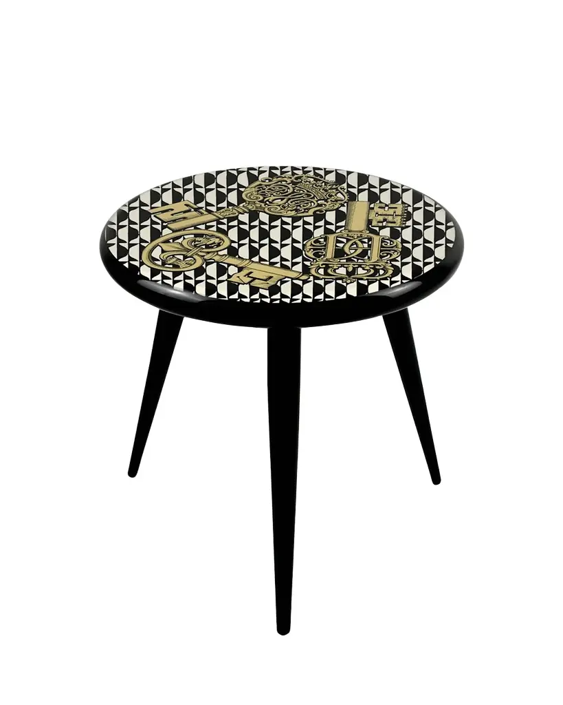 FORNASETTI Chiavi Oro e Losanghe Stool - 18" | Image 1 FORNASETTI Chiavi Oro e Losanghe Stool - 18" | Image 1