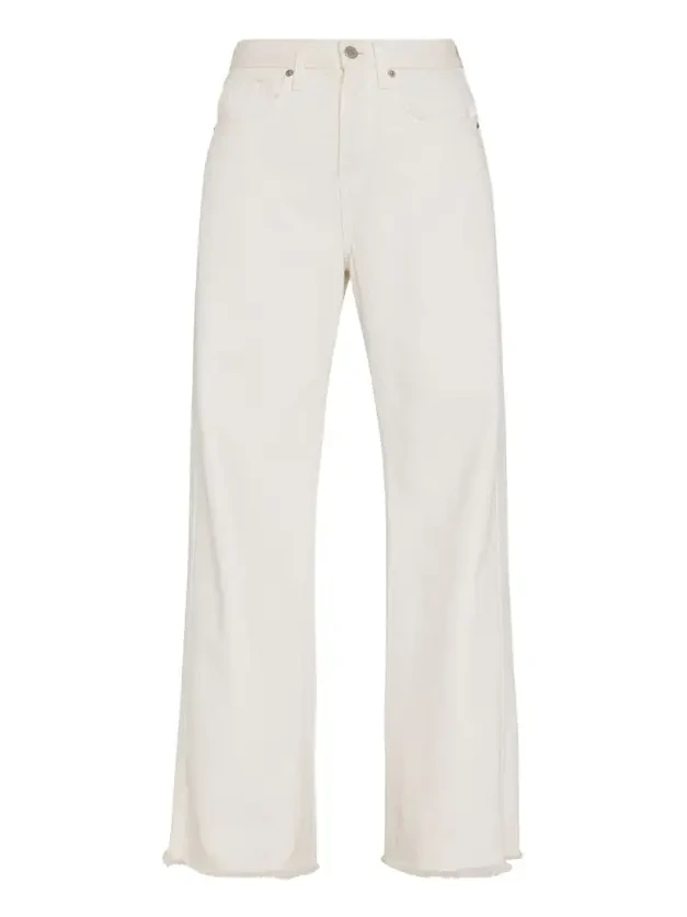 Veronica Beard Taylor Wide-Leg Frayed Jeans