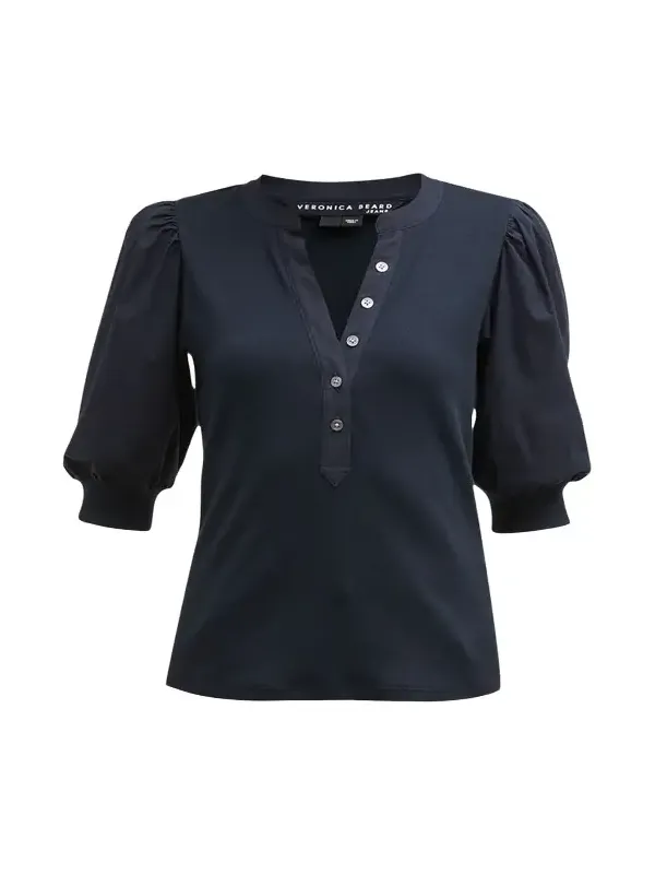 Coralee Puff Sleeve Button-Front Top Coralee Puff Sleeve Button-Front Top
