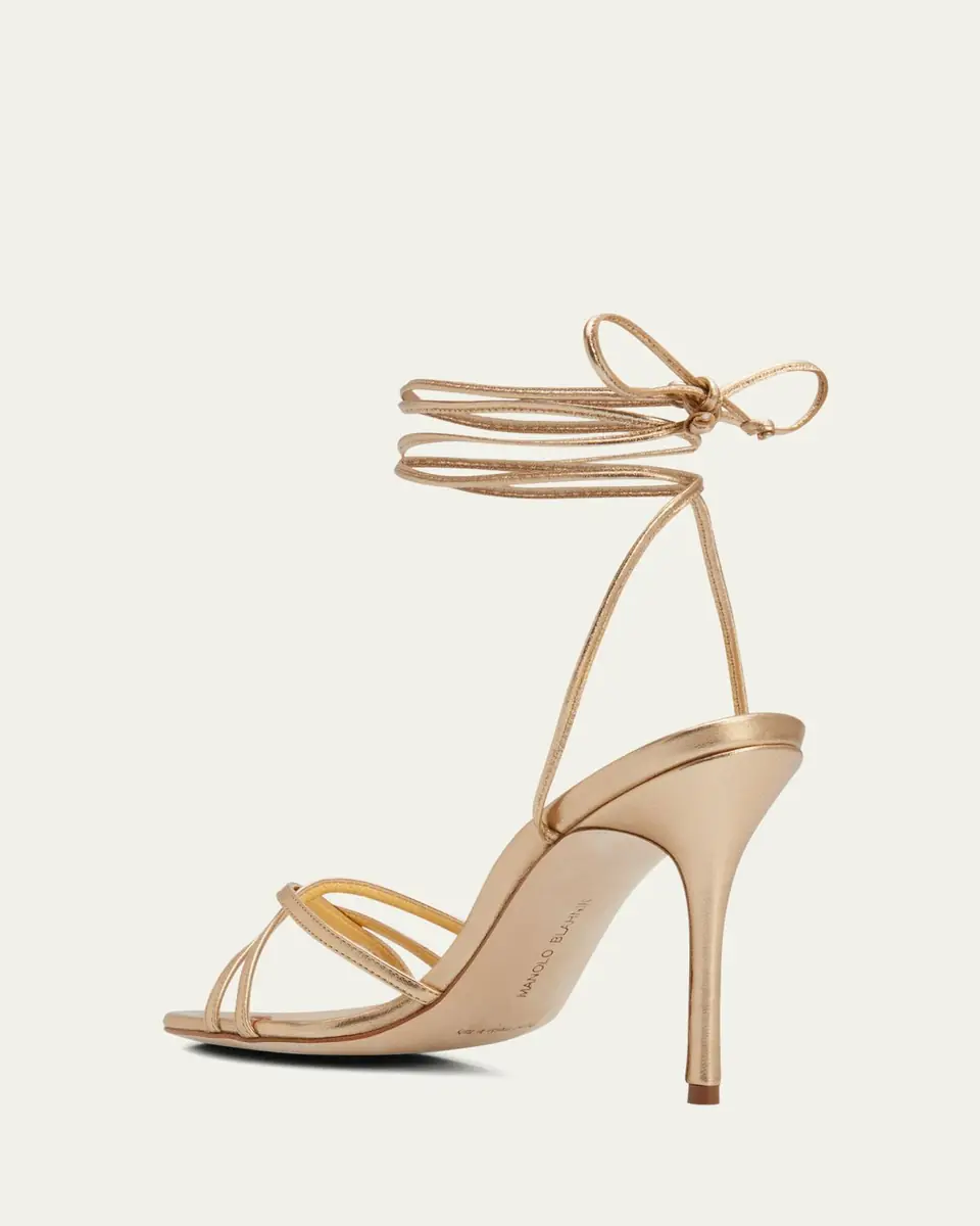 Manolo Blahnik Leva Strappy Ankle-Wrap Sandals | Thumbnail 2