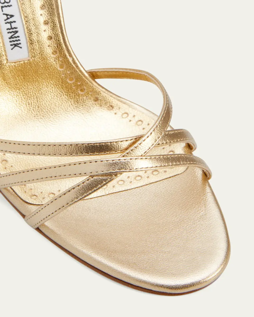Manolo Blahnik Leva Strappy Ankle-Wrap Sandals | Thumbnail 3