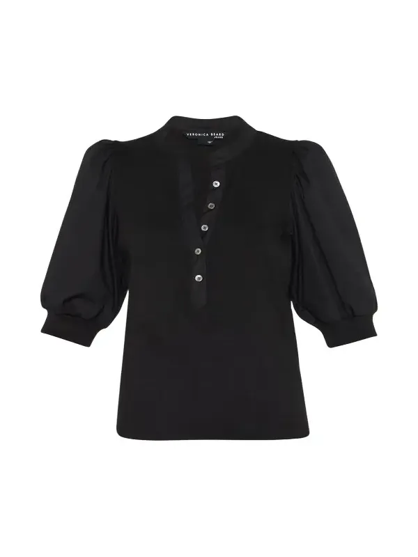 Coralee Puff Sleeve Button-Front Top Coralee Puff Sleeve Button-Front Top