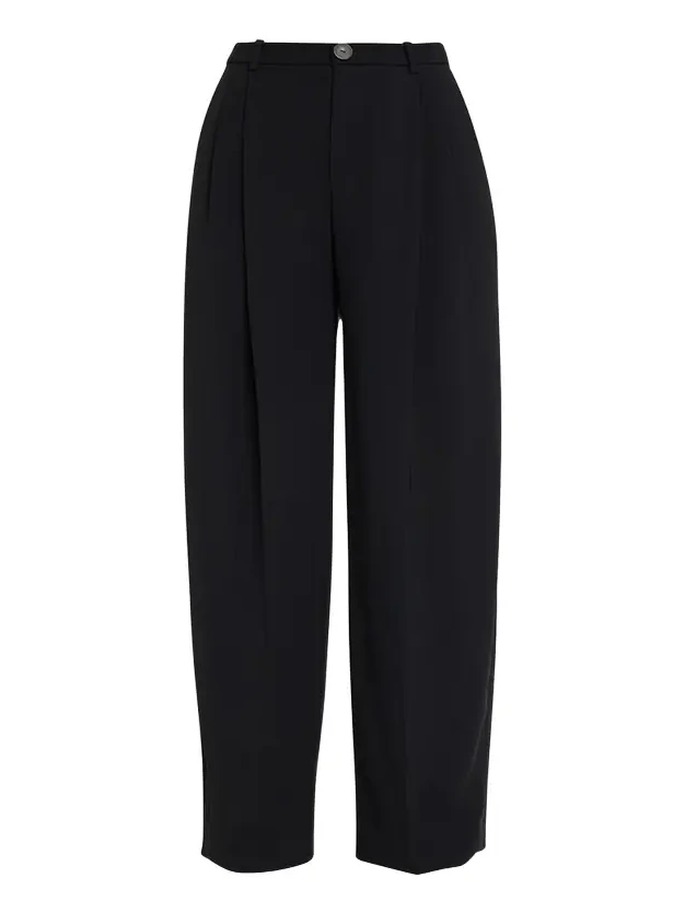 Vince Drop-Waist Pleated Crepe Trousers