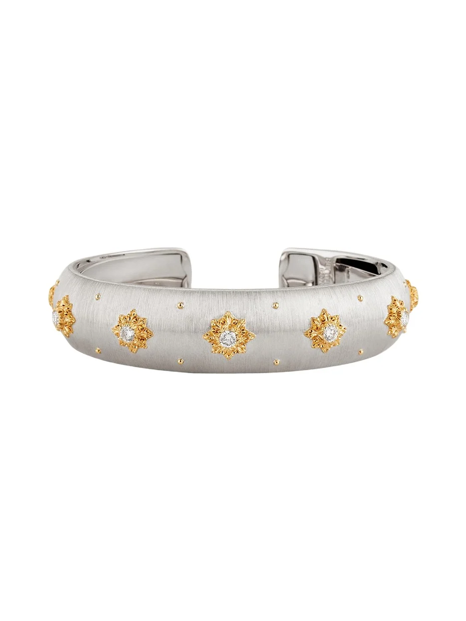 Buccellati 18K White Gold Macri Classica Cuff Bracelet with Diamonds