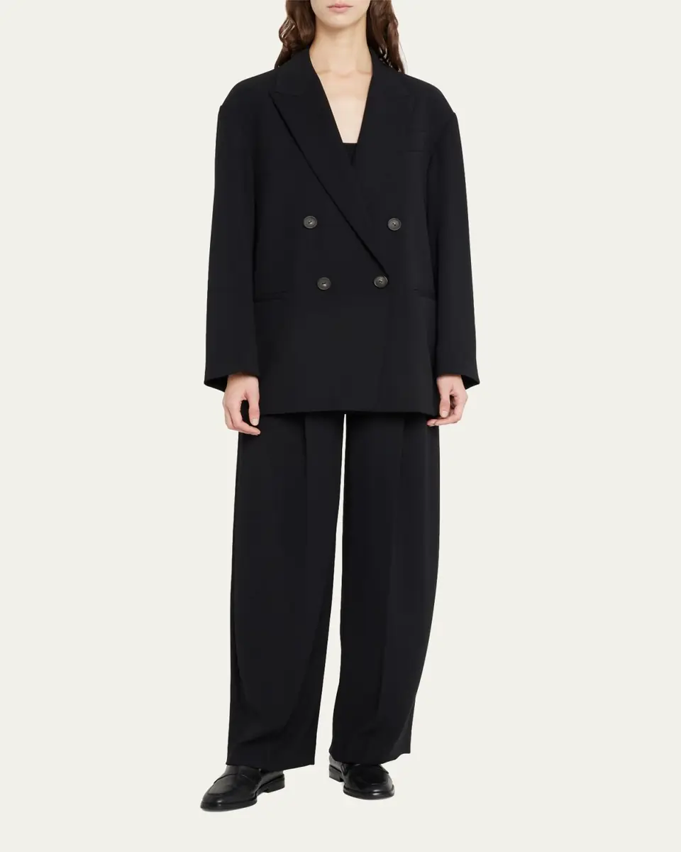 Vince Double-Breasted Crepe Boyfriend Blazer | Thumbnail 2