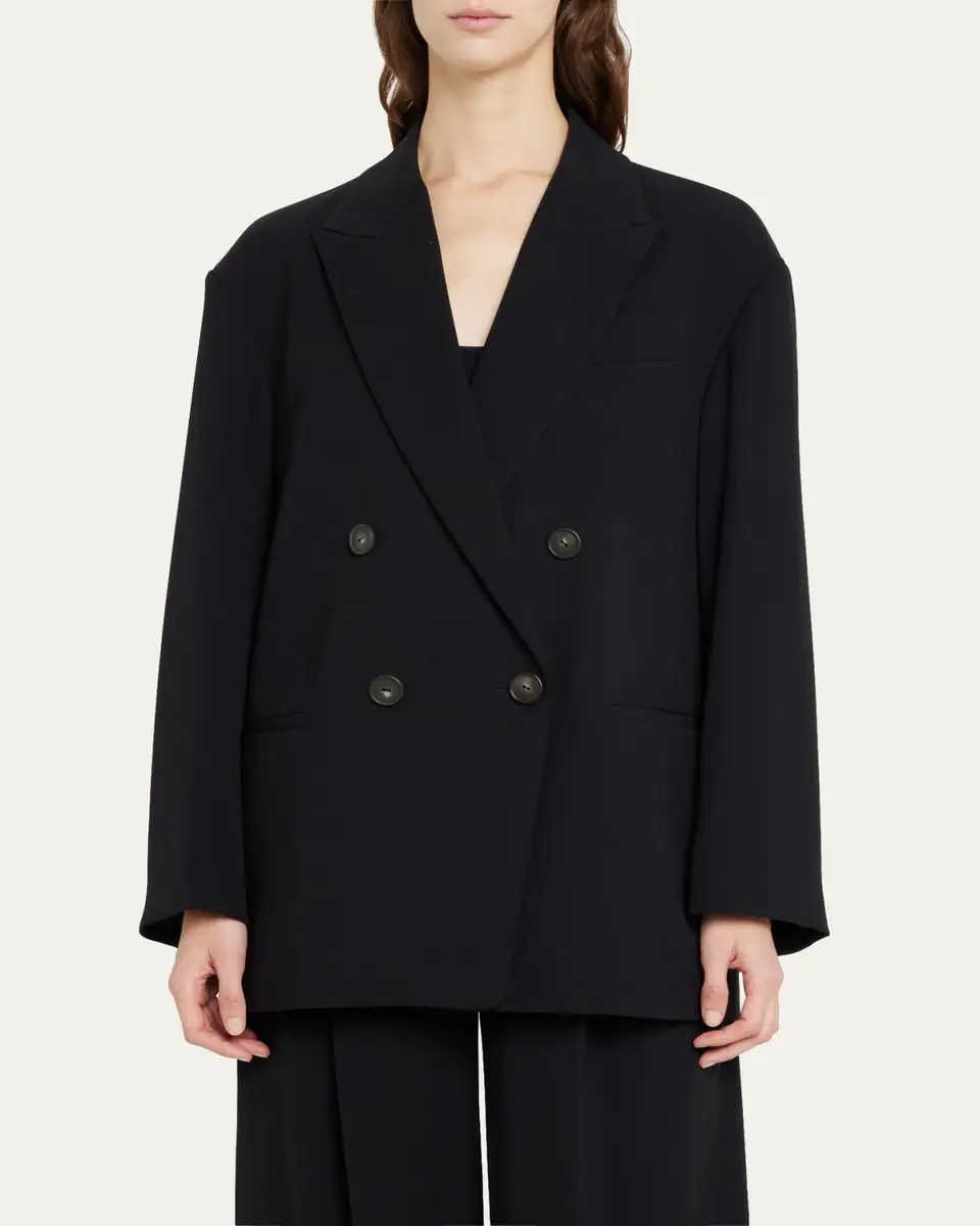 Vince Double-Breasted Crepe Boyfriend Blazer | Thumbnail 4