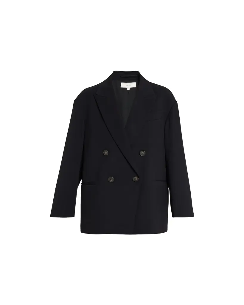 Vince Double-Breasted Crepe Boyfriend Blazer