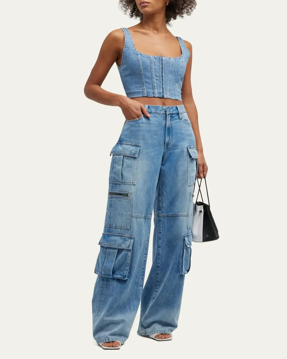 Alice + Olivia Cay Baggy Denim Cargo Pants | Thumbnail 2 Alice + Olivia Cay Baggy Denim Cargo Pants | Thumbnail 2