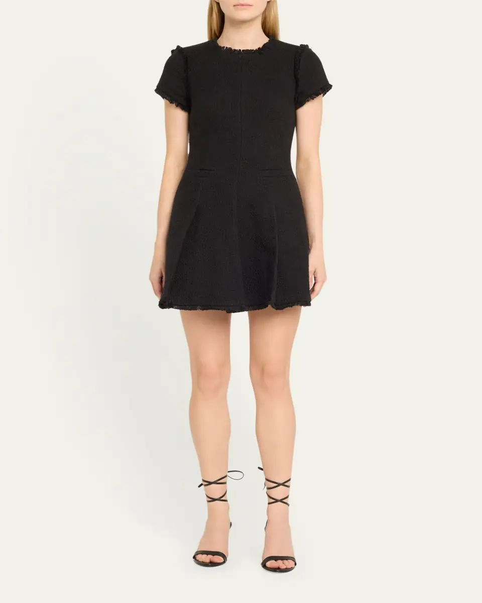 Cinq à Sept Nova Cotton Boucle Pleated Mini Dress | Thumbnail 2 Cinq à Sept Nova Cotton Boucle Pleated Mini Dress | Thumbnail 2