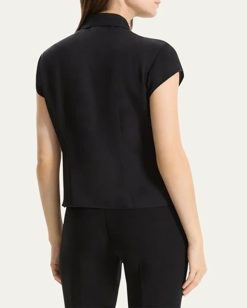 Theory Cap-Sleeve Modern Silk Georgette Blouse | Thumbnail 3 Theory Cap-Sleeve Modern Silk Georgette Blouse | Thumbnail 3