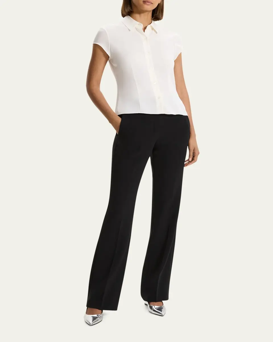 Theory Cap-Sleeve Modern Silk Georgette Blouse | Thumbnail 6 Theory Cap-Sleeve Modern Silk Georgette Blouse | Thumbnail 6