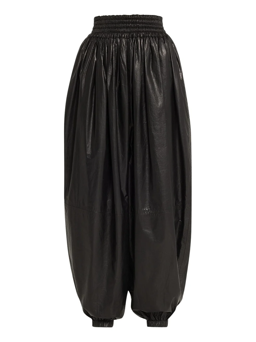 High-Waist Gathered Leather Pants High-Waist Gathered Leather Pants