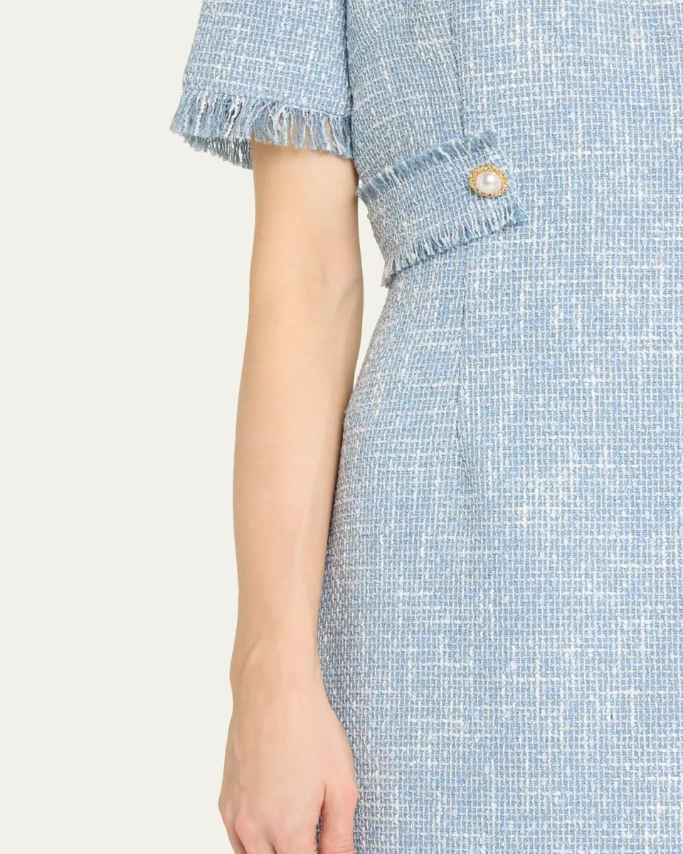 Rickie Freeman for Teri Jon Fringe-Trim Boucle Tweed Dress | Thumbnail 5 Rickie Freeman for Teri Jon Fringe-Trim Boucle Tweed Dress | Thumbnail 5