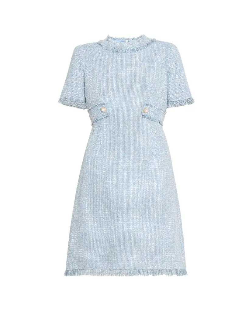 Rickie Freeman for Teri Jon Fringe-Trim Boucle Tweed Dress | Image 1 Rickie Freeman for Teri Jon Fringe-Trim Boucle Tweed Dress | Image 1