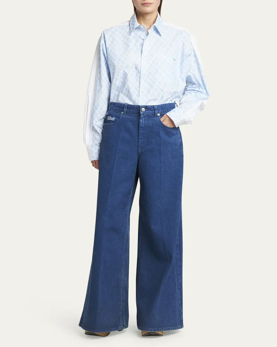 Marni Logo-Embroidered Five-Pocket Wide-Leg Denim Jeans | Thumbnail 2 Marni Logo-Embroidered Five-Pocket Wide-Leg Denim Jeans | Thumbnail 2