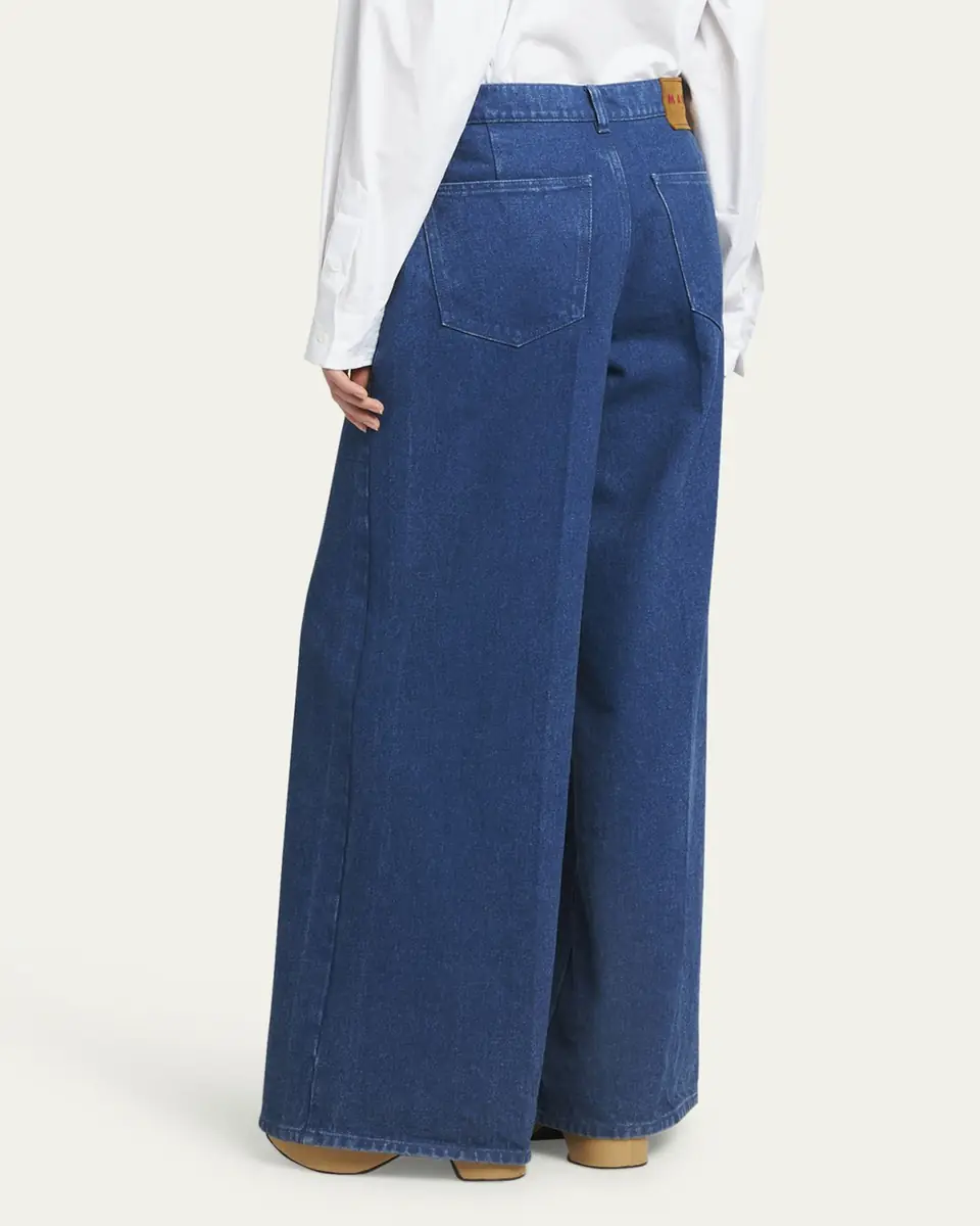 Marni Logo-Embroidered Five-Pocket Wide-Leg Denim Jeans | Thumbnail 3 Marni Logo-Embroidered Five-Pocket Wide-Leg Denim Jeans | Thumbnail 3
