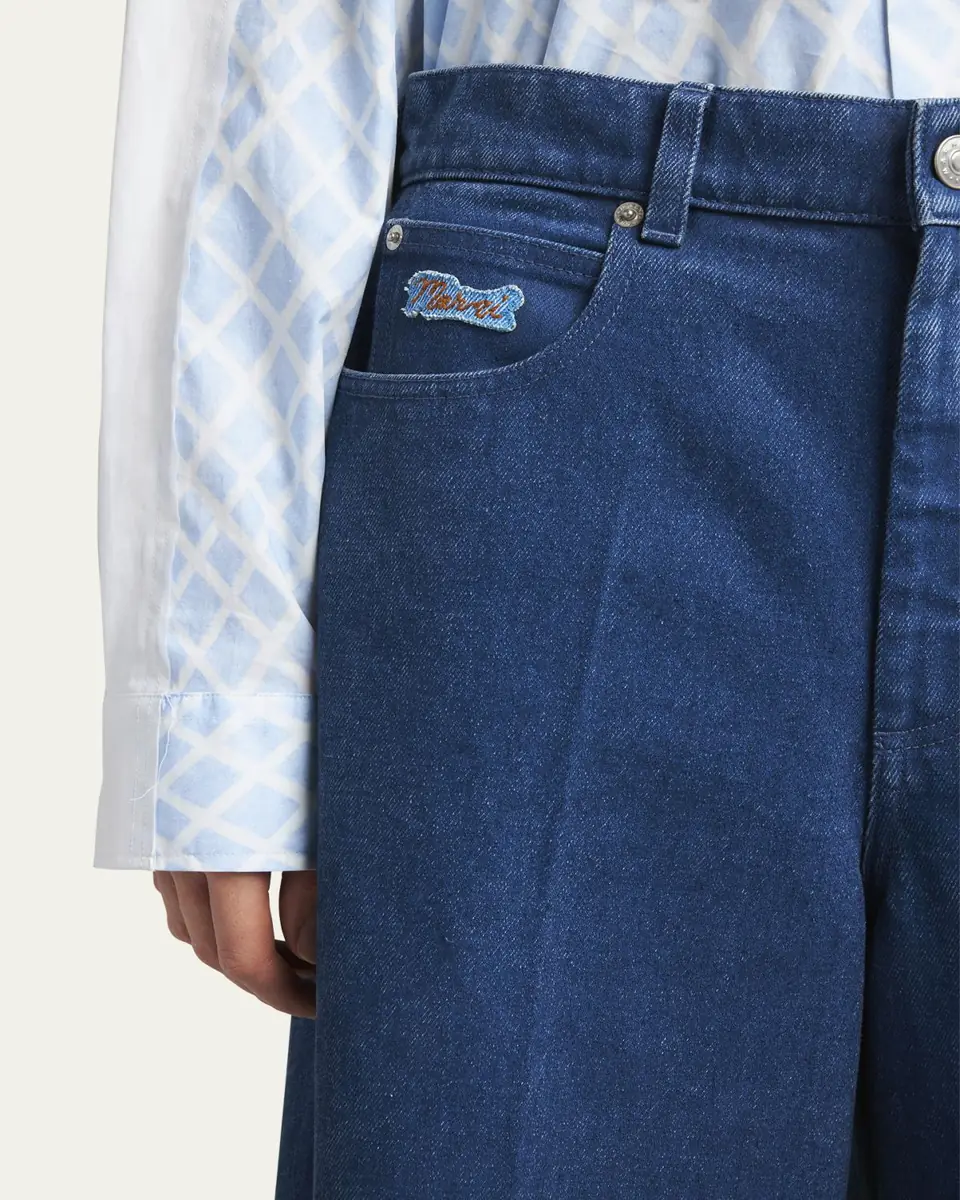 Marni Logo-Embroidered Five-Pocket Wide-Leg Denim Jeans | Thumbnail 5 Marni Logo-Embroidered Five-Pocket Wide-Leg Denim Jeans | Thumbnail 5