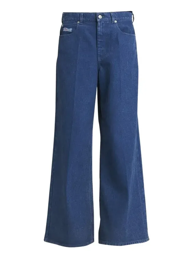 Logo-Embroidered Five-Pocket Wide-Leg Denim Jeans Logo-Embroidered Five-Pocket Wide-Leg Denim Jeans