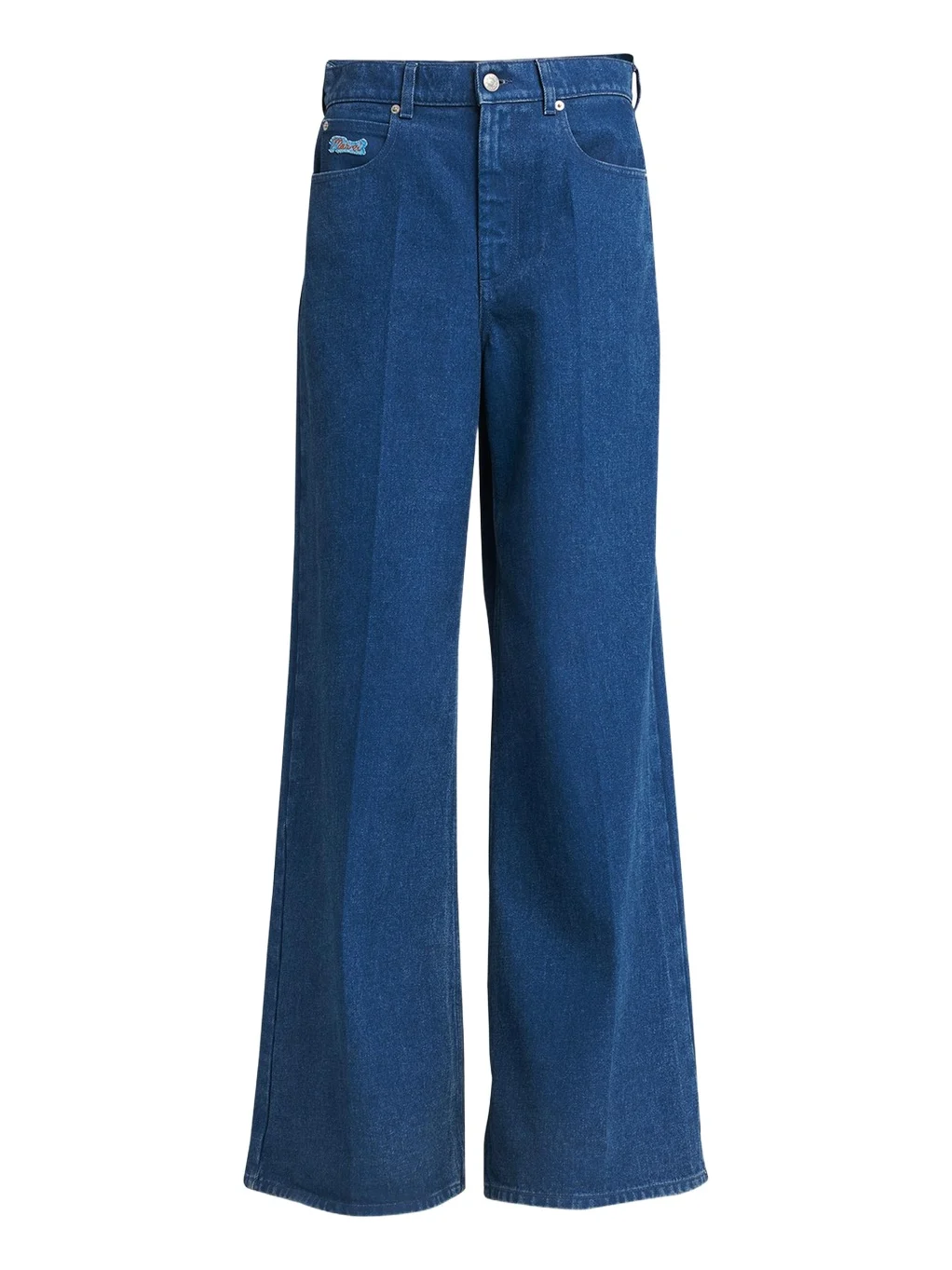 Logo-Embroidered Five-Pocket Wide-Leg Denim Jeans Logo-Embroidered Five-Pocket Wide-Leg Denim Jeans