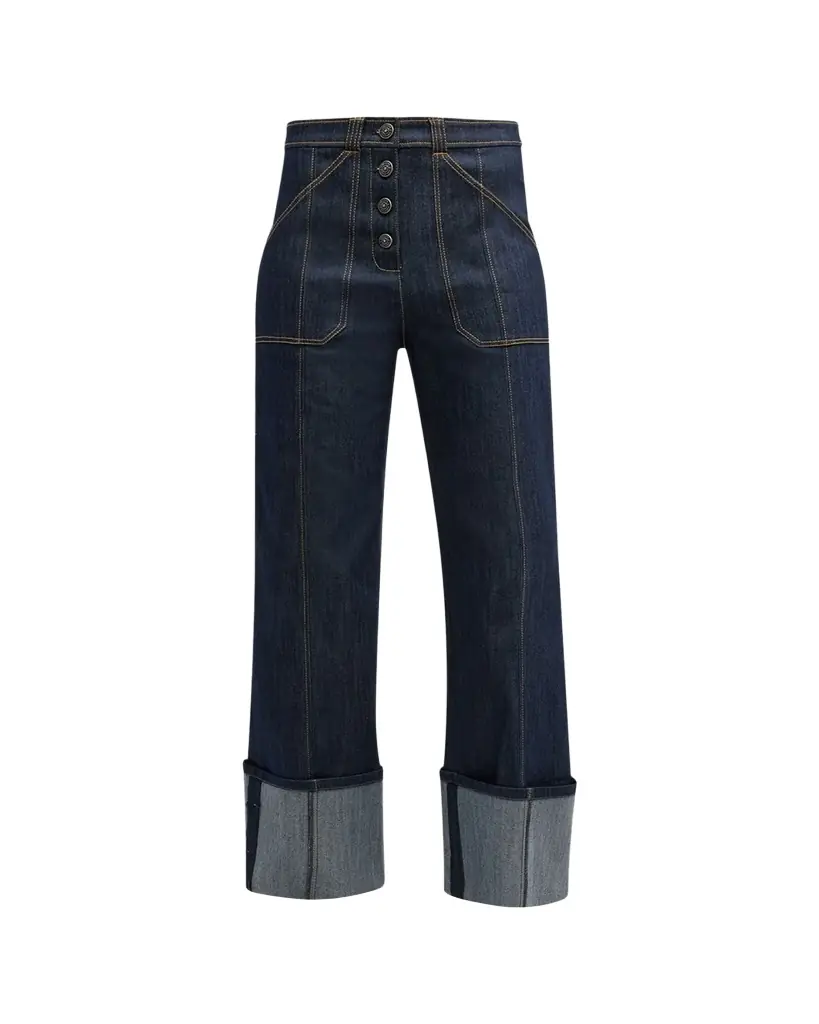 Cinq à Sept Benji Cuffed Ankle Topstitched Denim Pants | Image 1 Cinq à Sept Benji Cuffed Ankle Topstitched Denim Pants | Image 1