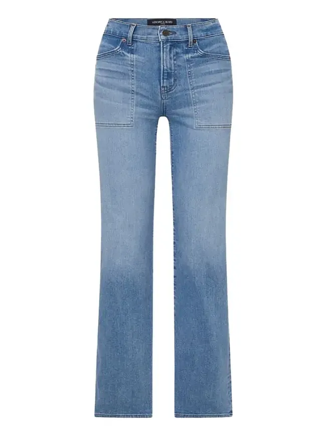 Veronica Beard Crosbie Wide-Leg Jeans with Pocket Details