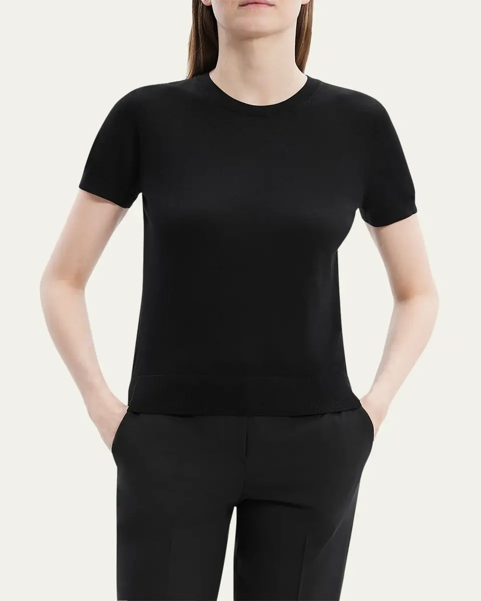 Theory Regal Merino Wool Short-Sleeve Crew T-Shirt | Thumbnail 5