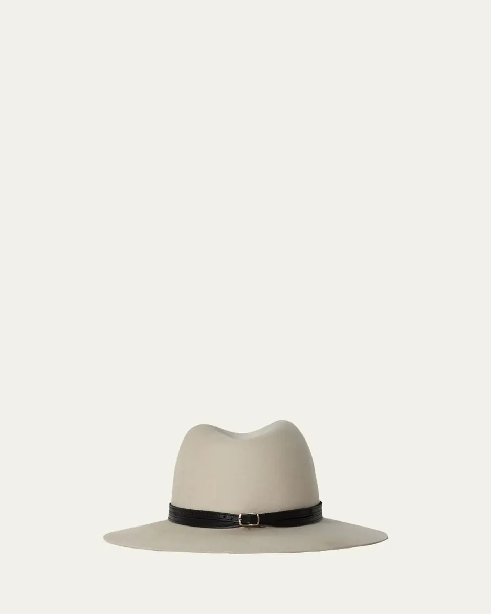 JANESSA LEONE Corinne Belted Wool Fedora Hat | Thumbnail 2