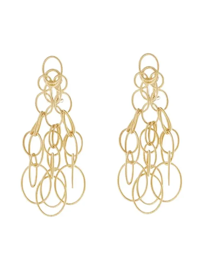 Hawaii 18K Yellow Gold Oval Link Pendant Earrings