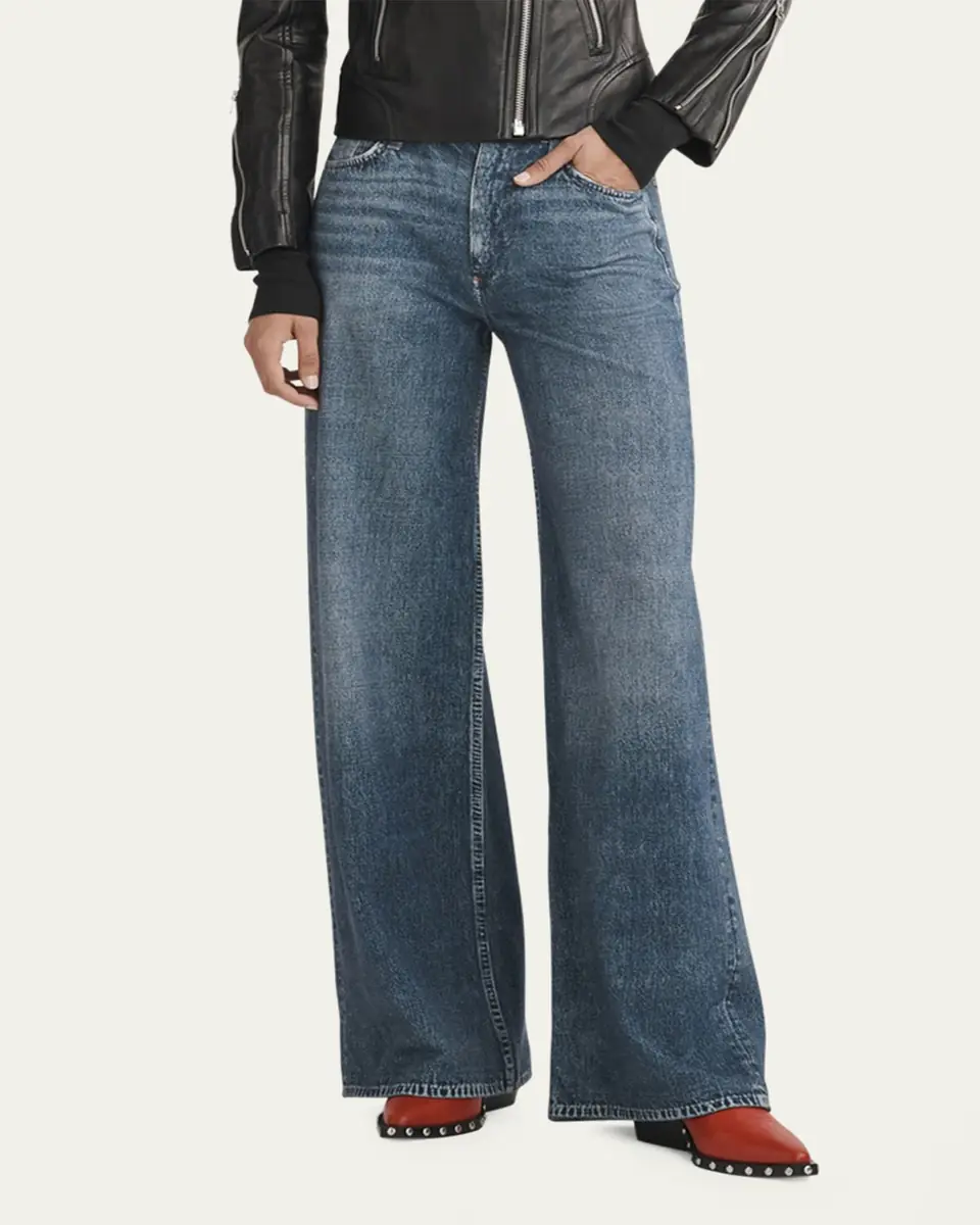 rag & bone rb Miramar Sofie Cotton-Terry Wide-Leg Jeans | Thumbnail 4
