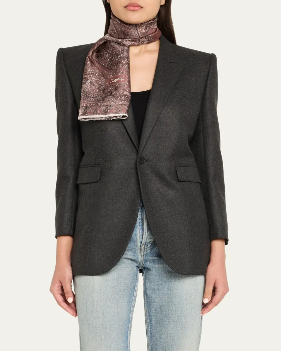 Saint Laurent Vintage Paisley Silk Twill Scarf | Thumbnail 3