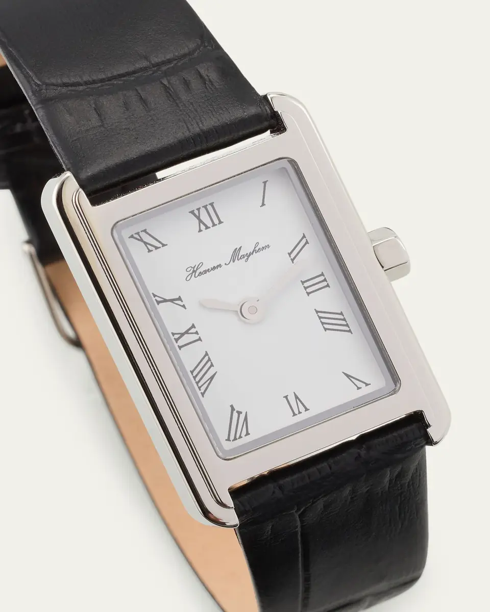 Heaven Mayhem Icon Watch with Leather Strap, Silver | Thumbnail 3 Heaven Mayhem Icon Watch with Leather Strap, Silver | Thumbnail 3