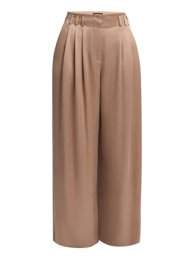 Pleated Wide Leg Viscose-Blend Trousers Pleated Wide Leg Viscose-Blend Trousers
